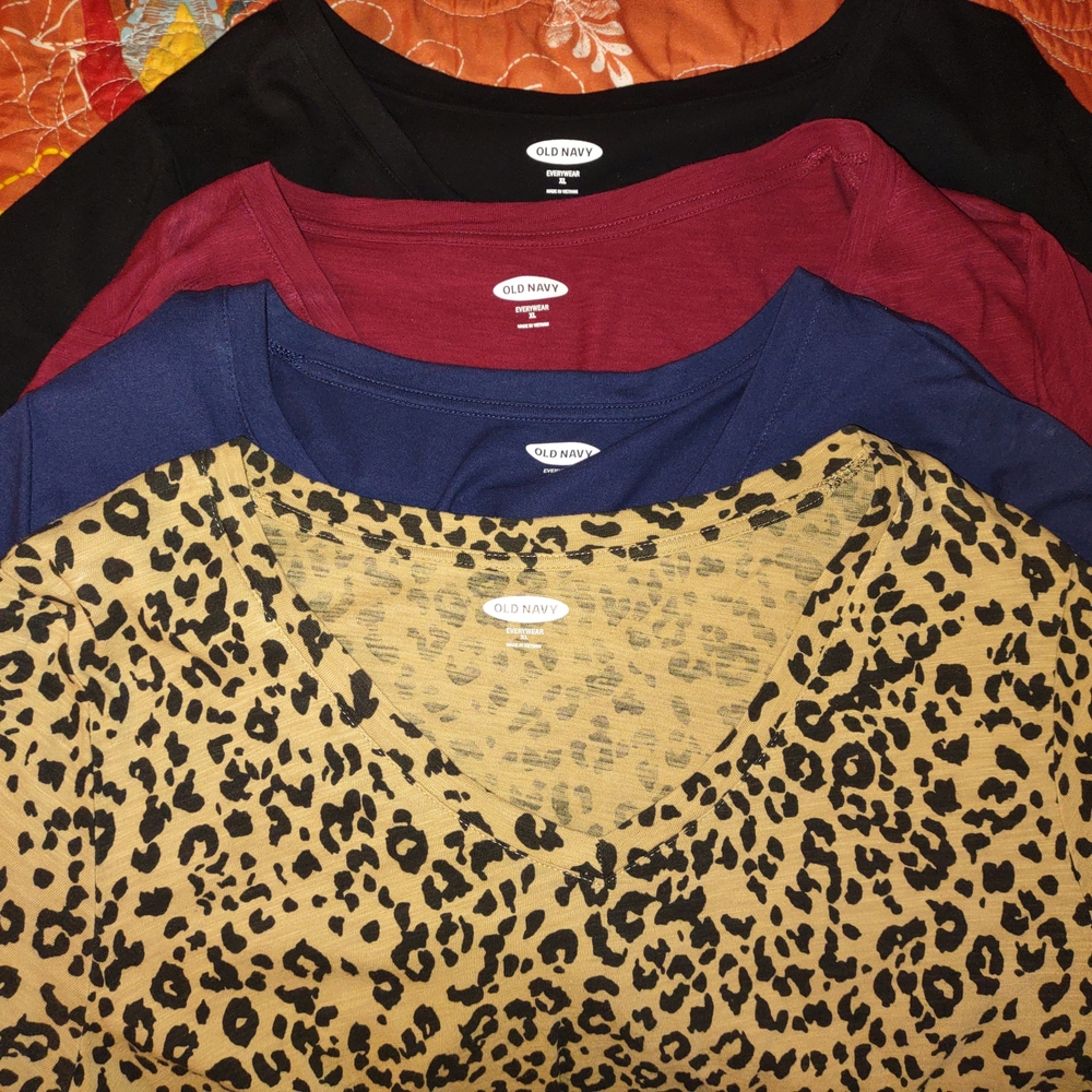 Old Navy Women's T-Shirt Collection - Leopard, Burgundy, Navy, Black